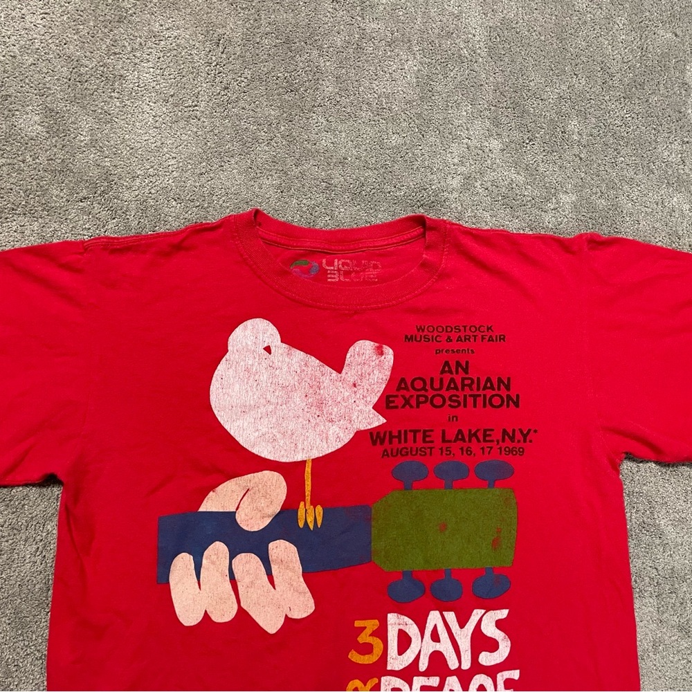 Liquid Blue Woodstock Graphic T Shirt Mens Medium Red - Picture 2 of 11